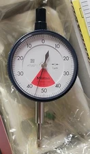 New Mitutoyo One Rev Dial Indicator 0-0.08mm / 0.001mm 50-0-50 Read Flat Back
