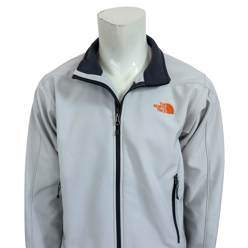 The North Face Jacket Men's Medium Gray W/ Orange Logo Full Zip Soft Shell T183 - Picture 5 of 14