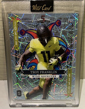 Troy Franklin 2023 Rookie RC PRC Silver Joker HoloLUX 1/1 Wild Card Stacked Deck. rookie card picture