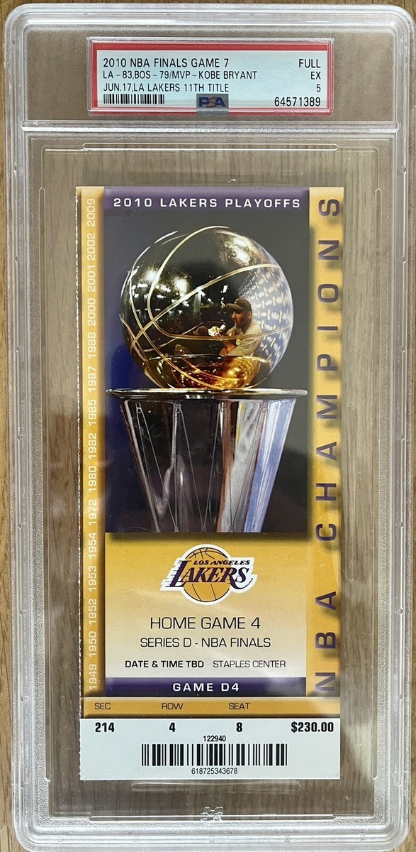 KOBE BRYANT TITLE #5 2010 NBA FINALS GAME 7 FULL TICKET
