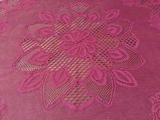 Burgandy Round Lace Table Centerpiece 36” Diameter Daisy Center Cotton Doilly