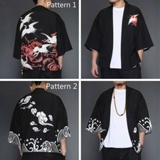 Cardigan Giacca Camicia Kimono Orientale Giapponese A Maniche 3/4 Aperto Largo