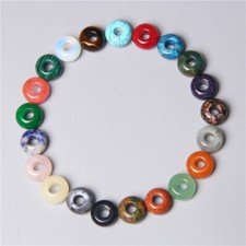100pcs Mixed Natural Stone Round Big Hole Beads 14X8mm DIY Bracelet Necklace