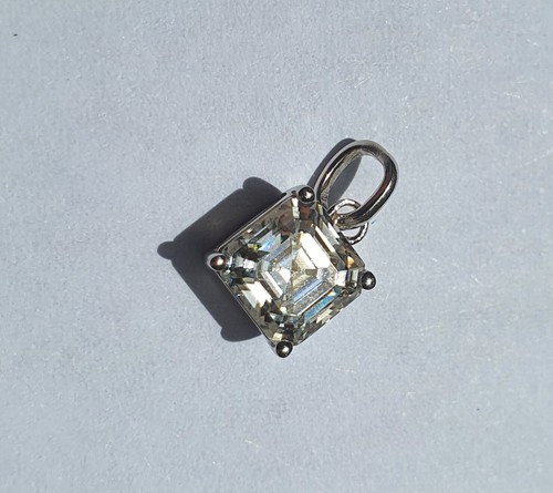14K White Gold Asscher Cut Quality 1ct White Moissanite Pendant - Picture 4 of 15