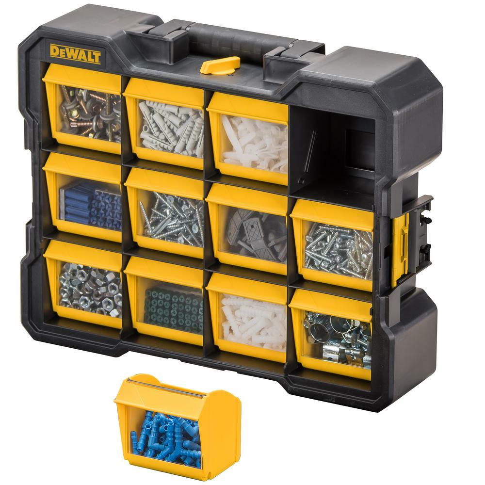 Small Parts Organizer Storage 12-Compartment Flip Bin Nail Screws Bolts Nuts NEW