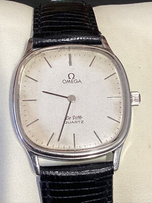 Vintage OMEGA De Ville Quartz White Dial Square Mens