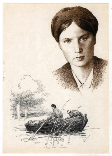 1975 WW2 HERO USSR MARESEVA Medical NURSE Military Boat Russian Postcard OLD