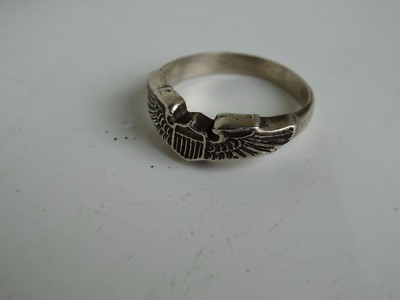 US Army Airforce Pilot Wings Sterling Ring Air Force Glider Flight Wings WK2 WW2