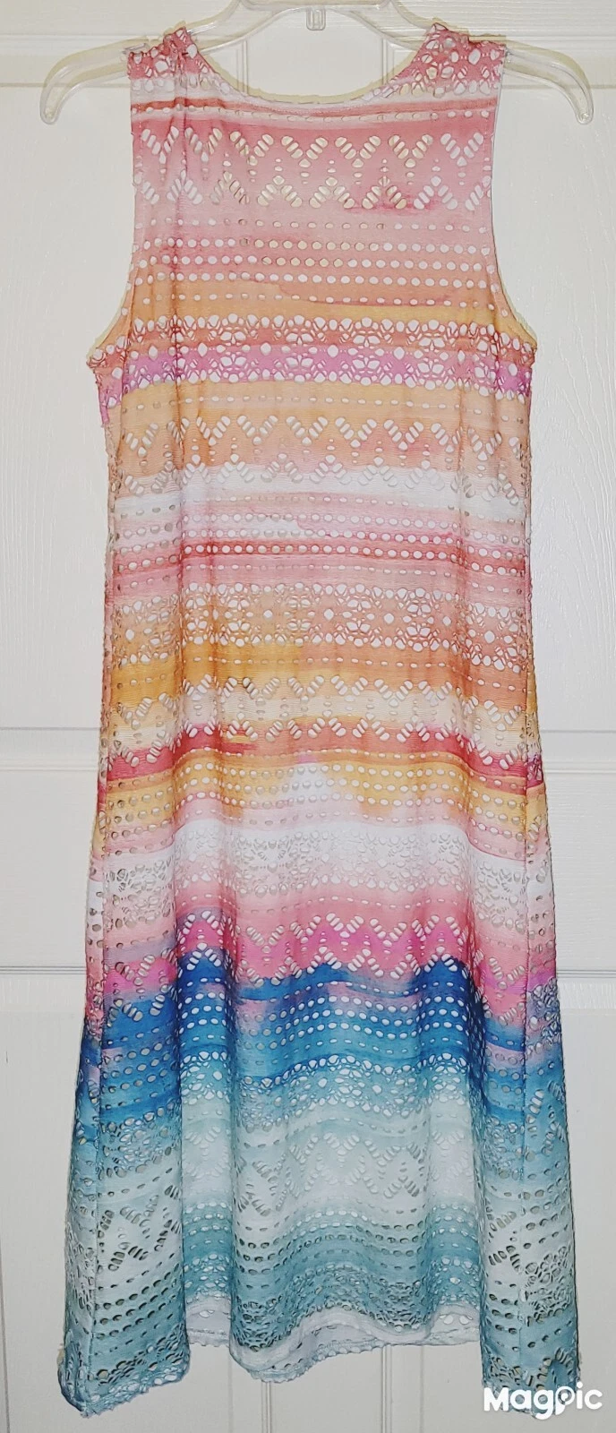 PALM ANGELS Abito in tessuto e ritratto taglia small pesca come nuovo foderato occhiello senza maniche linea A midi