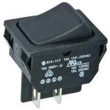 1pc SCI - DPST ON-OFF Panel,10A/125Vac16A/250Vac Black Rocker Switch R13-117 