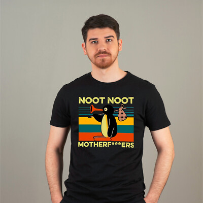 Noot Noot Motherf**kers T-Shirt, Offensive Rude Funny Angry Penguin Joke Vintage