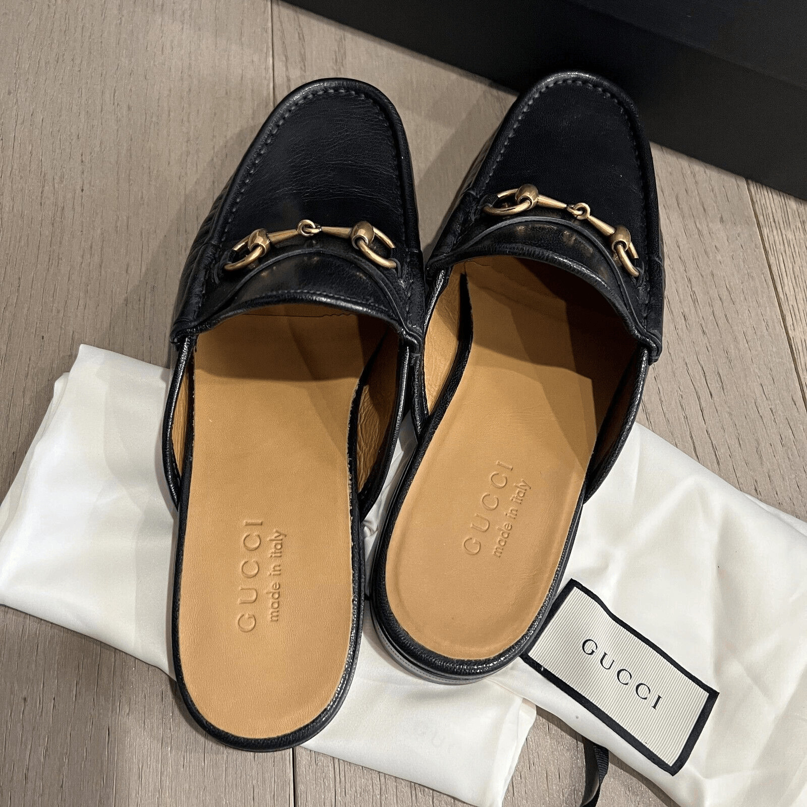 GUCCI Quentin Horsebit Mules Loafers Men's Open Roos Black Size 9 NEW image 8