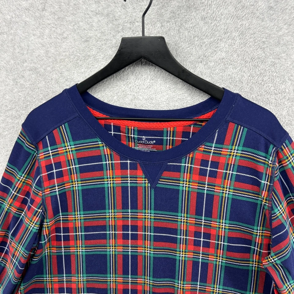 Camisa Cuddl Duds para mujer talla 1X azul a cuadros manga larga polar salón Foto 4 de 4