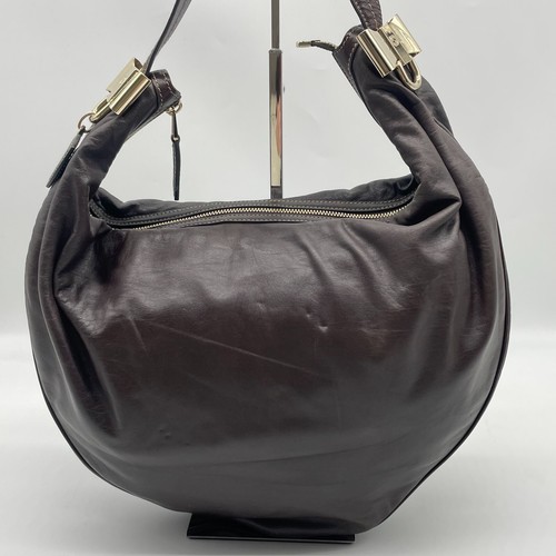 Gucci Hobo Bolso de Hombro Bolso de Mano Cresta Logo Cinta Cuero Marrón 181492 Auténtico - Imagen 2 de 24