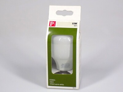 15-Watt Paulmann 883.27 ESL Drop T60 15W E27 Warm White Energy Saving Lamp, NEW