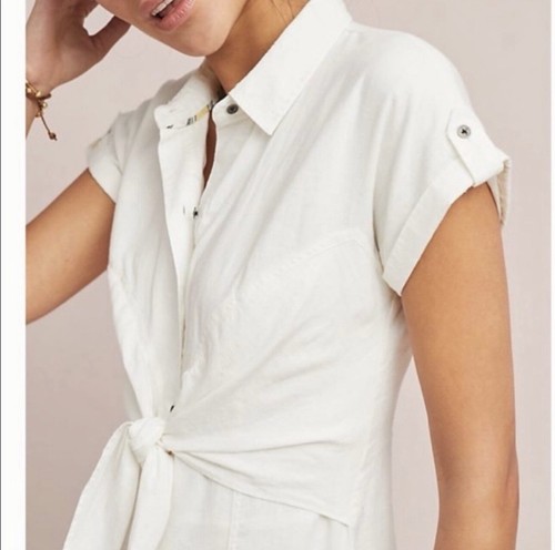 Maeve- Anthropologie Elspeth linen White Dress. Size 0. Very Flattering Fit - Picture 19 of 19