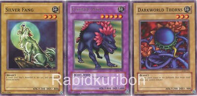 Yugioh Flower Wolf + Silver Fang + Darkworld Thorns Set | eBay