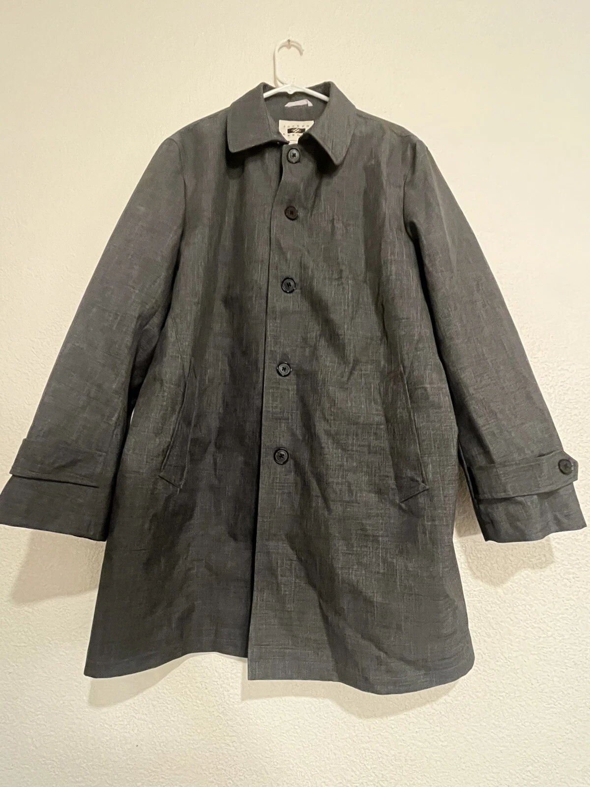 JOSEPH ABBOUD MENS GREY CLASSIC FIT WAIST LENGTH RAINCOAT - SIZE MEDIUM