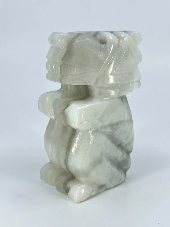 Estatuilla de perro chino tallada a mano de mármol de los años 60 decoración del hogar 5" H MCM Foto 3 de 4