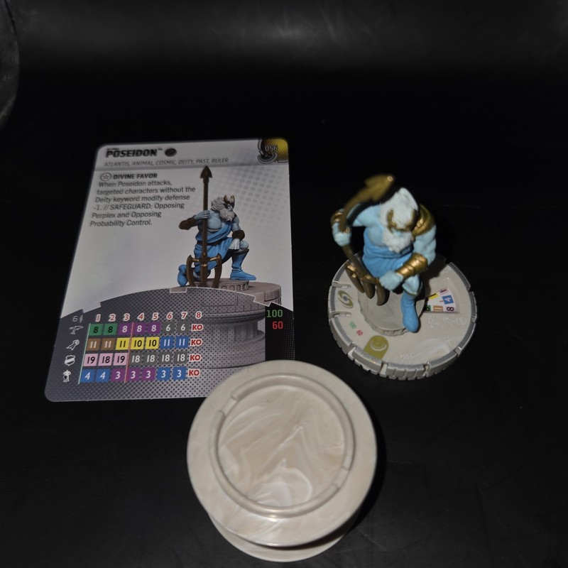 Heroclix Poseidon 056 Super Rare SR Masters Of Time with Card & Deity Base