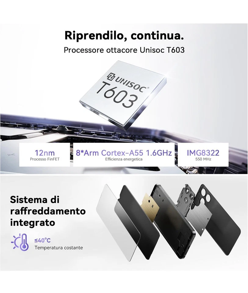 Smartphone OSCAL Flat 2C 2025 Android 14 6GB+64GB Dual SIM 5000mAh Nero ⭐️Nuovo - Immagine 4 di 4