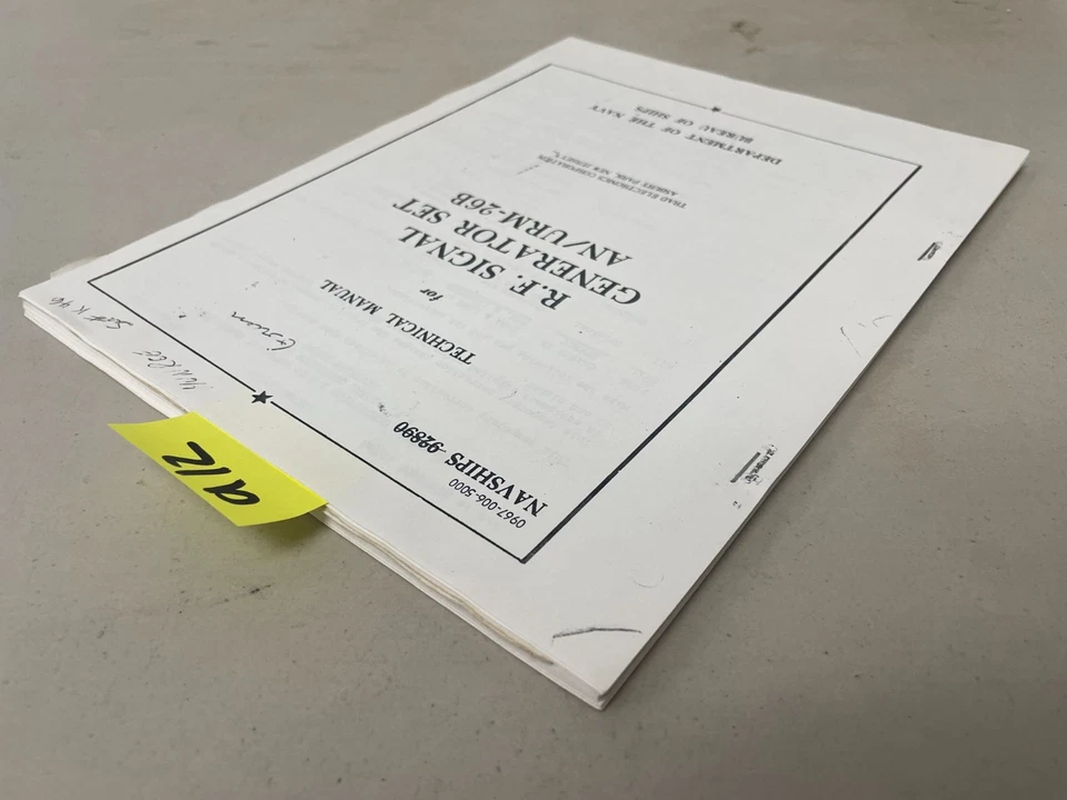 Technical Manual RF Signal Generator Set AN/URM-26B Navy - Image 4 of 4