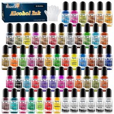 Alcohol Ink Set - 56 Bottles Vivid Colors High Concentration Metallic Alcohol...