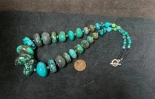 Gorgeous  natural turquoise abacus shape bead necklace/ /(w305c-w3)