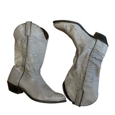 VTG Capezio Cowgirl Boots 80s,90s Soft Slouchy Leather Size 7.5 Gray-Blue