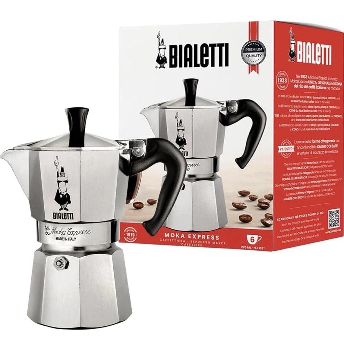 Bialetti Moka Express Italian Espresso Maker 6 Cup 270ml 9.1oz