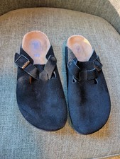 Birkenstock Boston Soft Footbed Black Suede M 6.5 W 8.5