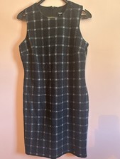 Premise Dresses Black Silver Plaid Tweed Sheath Dress Lined Stretch 10