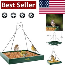 Elegant Hanging Bird Feeder Tray - Wooden Mesh Platform for Wild Birds, 13x13