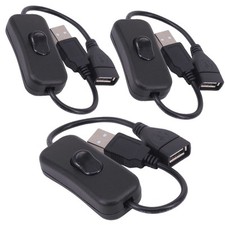 3 Pack Male to Female USB Cable with On/Off Switch USB Extension Inline Rocker