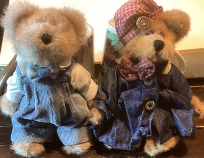 Boyds Bears Plush Teddy Bear Set of 2 Jointed Victorian Outfit Collectibles