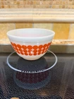 Vintage Pyrex Orange Polka Dot Mixing Nesting Bowl # 401 USA Milk Glass 1.5 Pint