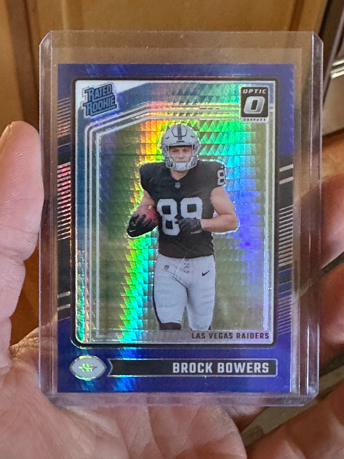 2024 Panini Donruss Optic - Rated Rookie Brock Bowers #215 Blue Hyper Prizm (RC)