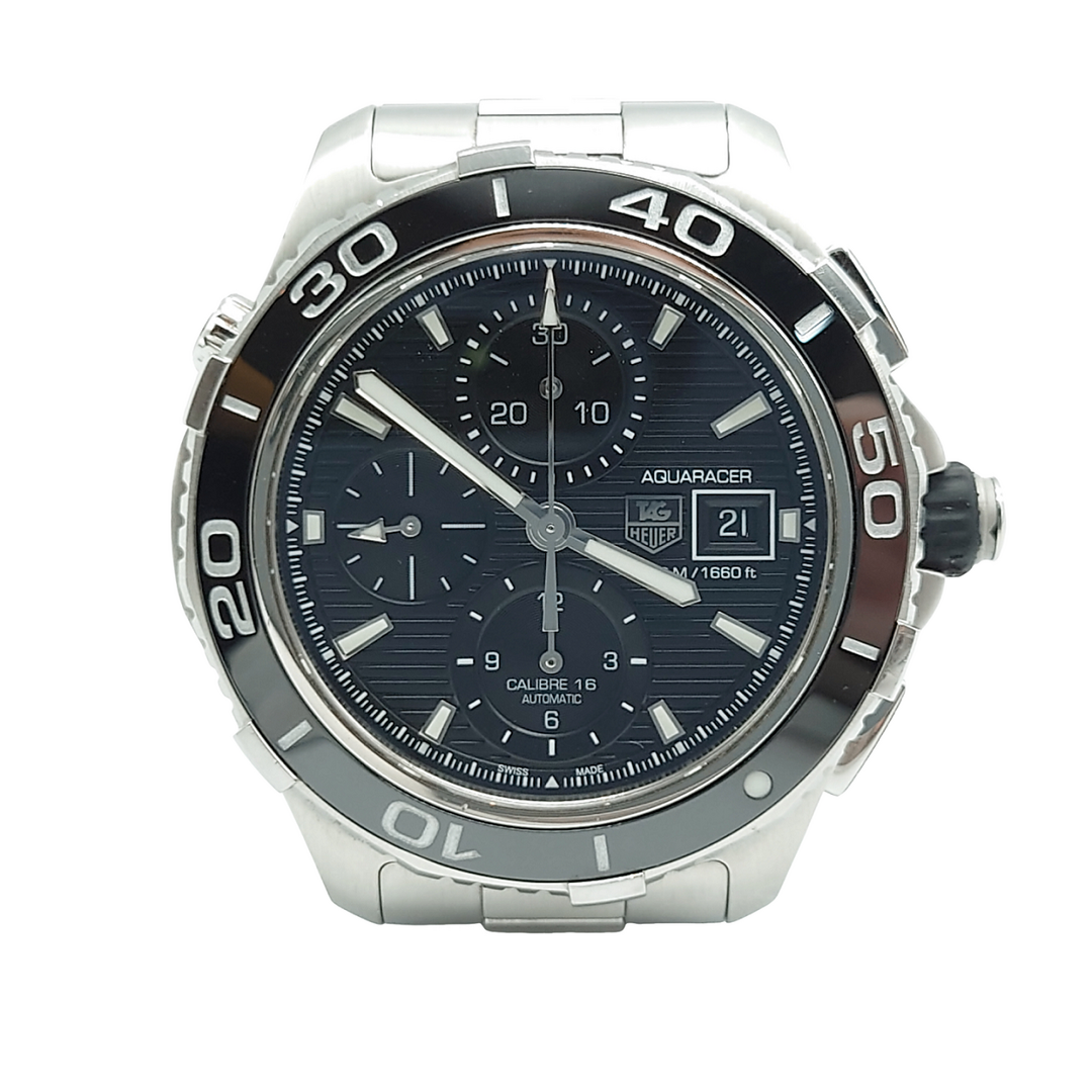 TAG Heuer Aquaracer Automatic Chronograph Watch with Black Dial and Date Function