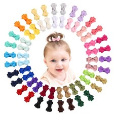 Mini Fully Lined Grosgrain Ribbon Hair Bows Clips for Girls - 1.2" Tiny Bows ...