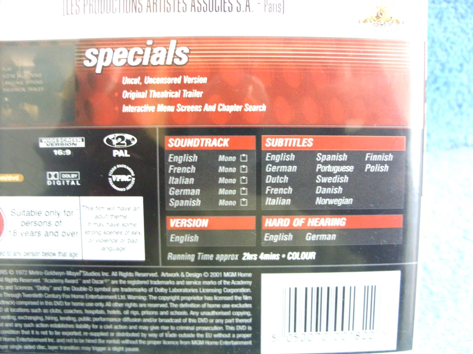 Last Tango in Paris UNCUT (DVDR2) 1972 Marlon Brando 124mins (BARGAIN) - Image 4 of 4