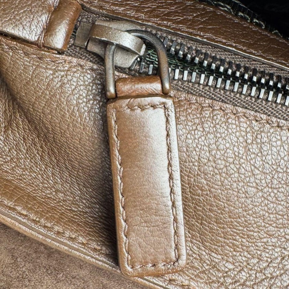 PRADA Deerskin Leather Shoulder Messenger Bag Brown Logo Engraved A4 ...