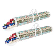 Wrapping Paper Storage - Set of 2 Organizers for 50 Rolls of Gift Wrap - Clea...
