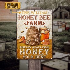 Personalize Honey Bee Farm Sold Here Classic Metal Signs Farming Decor For Fence
