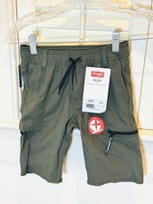 Wrangler Boys Five Star Tech Cargo Shorts Olive Nylon Spandex NWT Size 6/7