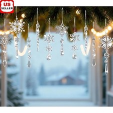 Crystal Snowflake Decorations Christmas Tree 10pcs Acrylic Hanging Ornaments New