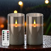 LED Kerzen 2 StüCk 17,5Cm X 10Cm Flammenlos Wasserdicht Mit Fernbedienung