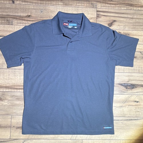 Wrangler Breathe-Dri Gray Polo Shirt Men's Medium Wicking Short Sleeve Logo