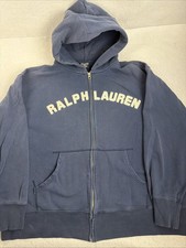 Y2K Polo Ralph Lauren Navy Blue Zip Up Size XL spell out hoodie sweatshirt