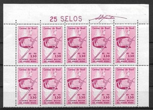 1961 Brazil Sc919 Agulhas Negras Military Academy MNH block of 10