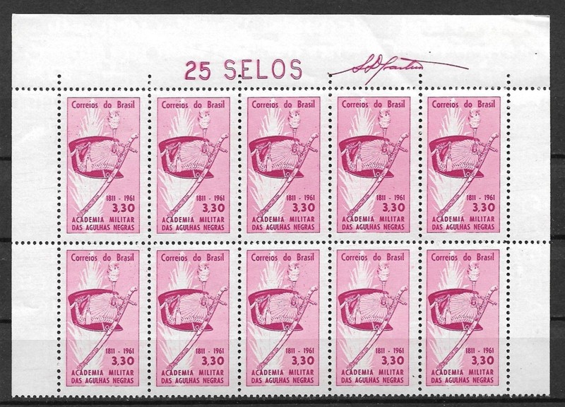1961 Brazil Sc919 Agulhas Negras Military Academy MNH block of 10
